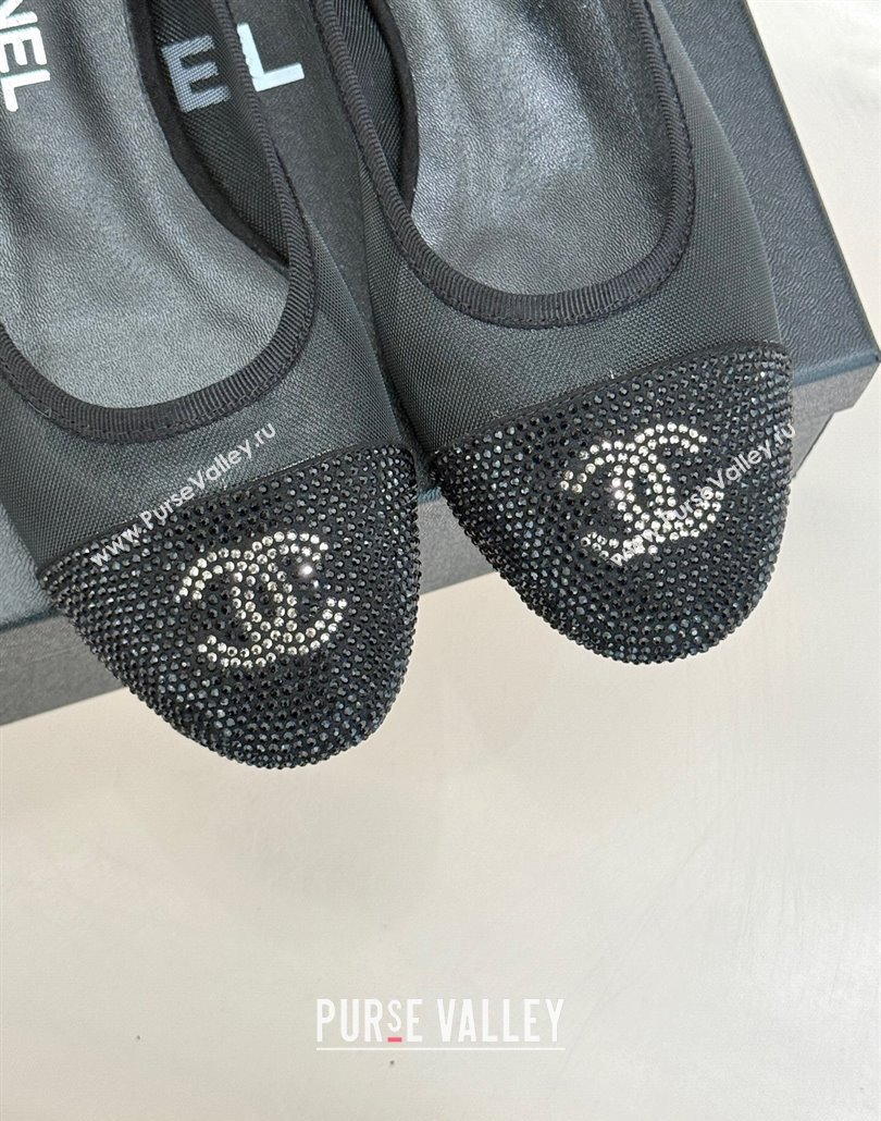Chanel Mesh Strass Ballet Flats Black 2025 CH030313 (MD-250303108)