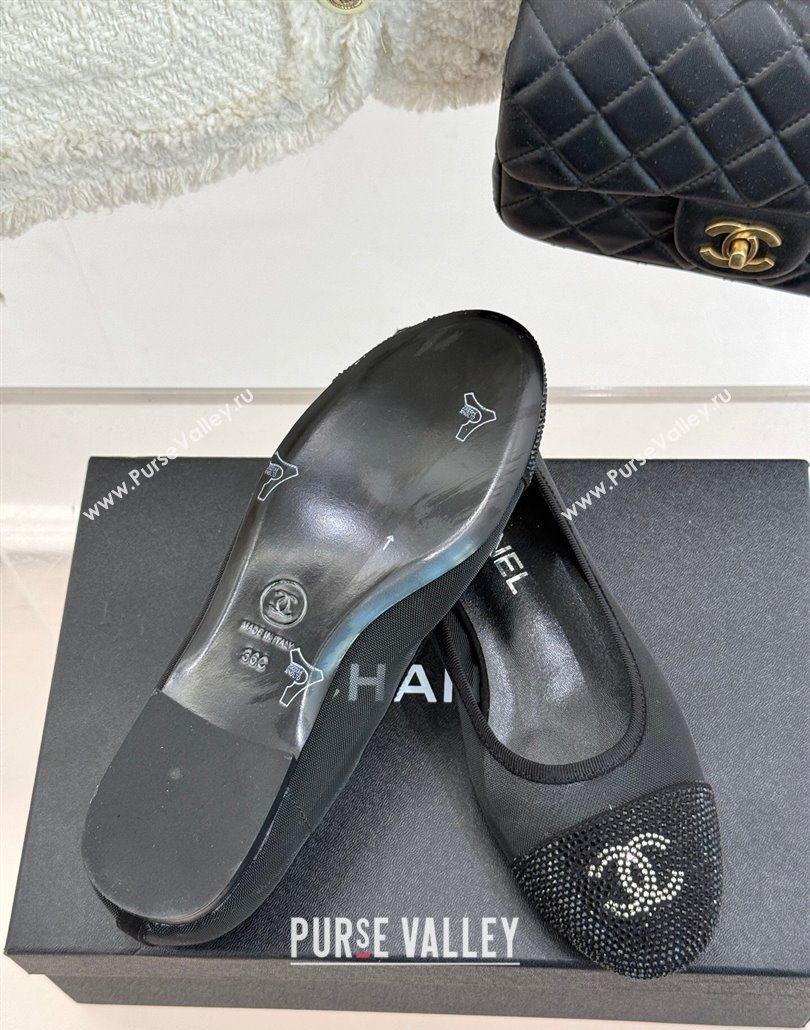 Chanel Mesh Strass Ballet Flats Black 2025 CH030313 (MD-250303108)