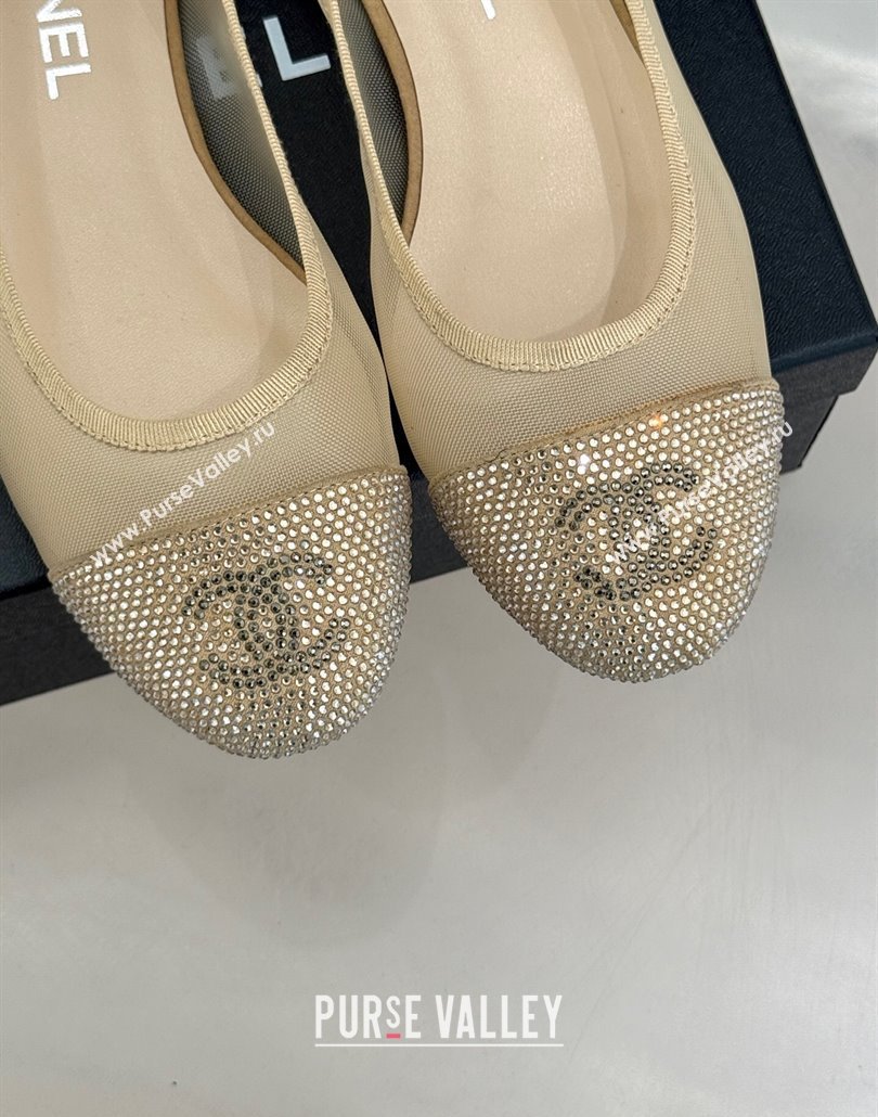 Chanel Mesh Strass Ballet Flats Beige 2025 CH030313 (MD-250303109)