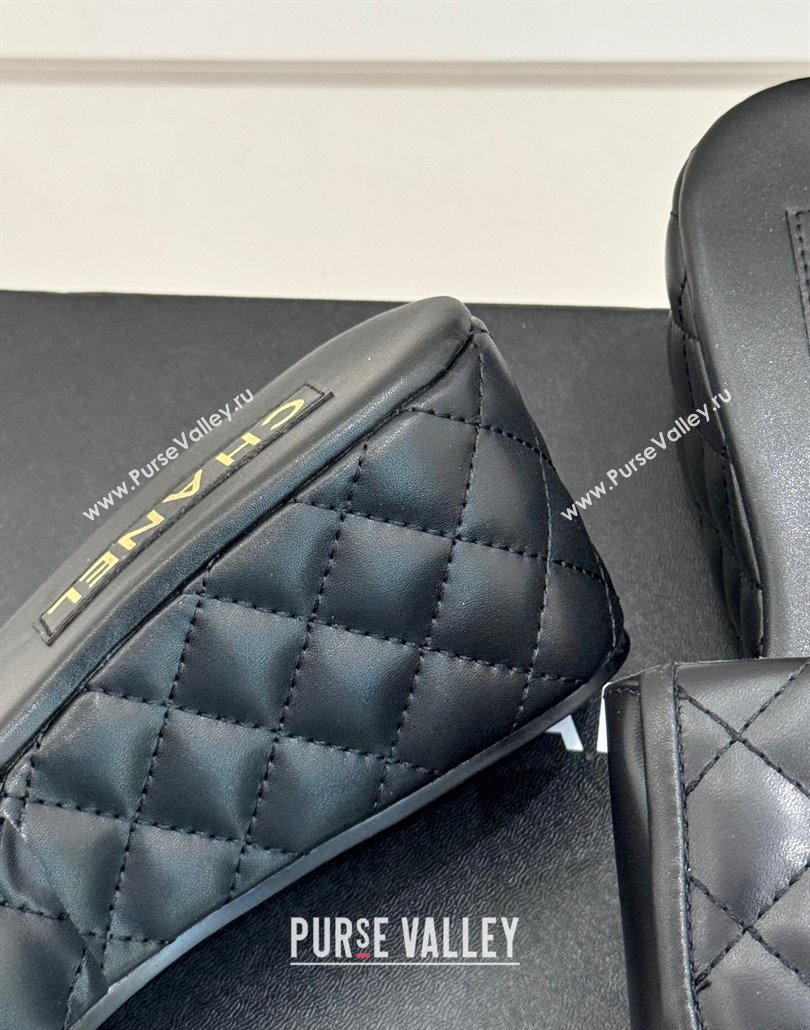 Chanel Quilted Lambskin Wedge Slides Sandal with Foldover Black 2025 CH030314 (MD-250303111)