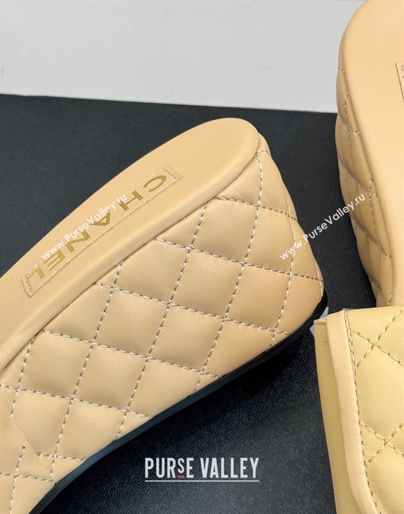Chanel Quilted Lambskin Wedge Slides Sandal with Foldover Beige 2025 CH030314 (MD-250303112)