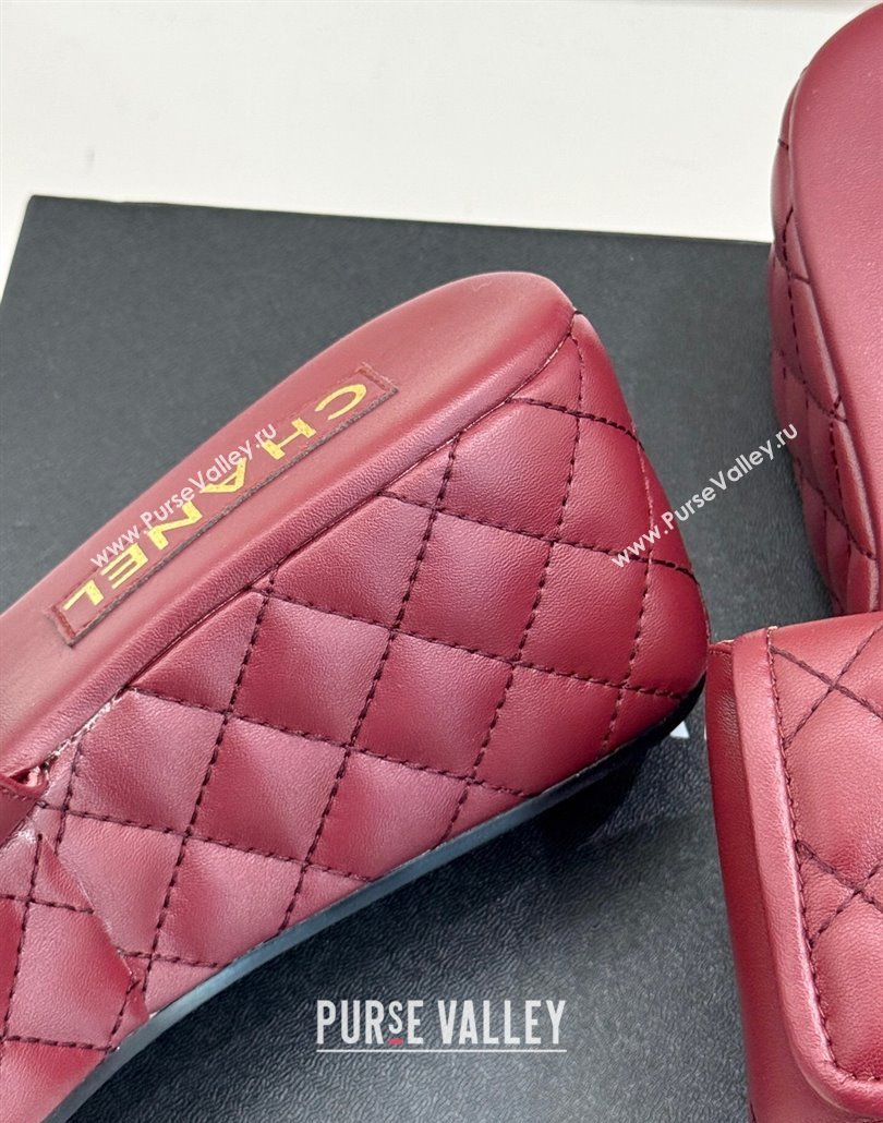 Chanel Quilted Lambskin Wedge Slides Sandal with Foldover Dark Burgundy 2025 CH030314 (MD-250303113)