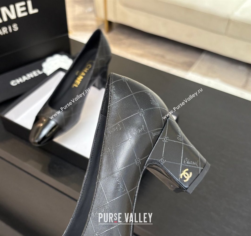 Chanel Printed Quilted Patent Calfskin Leather Pumps 6.5cm Black 2025 G45509 (MD-250228116)