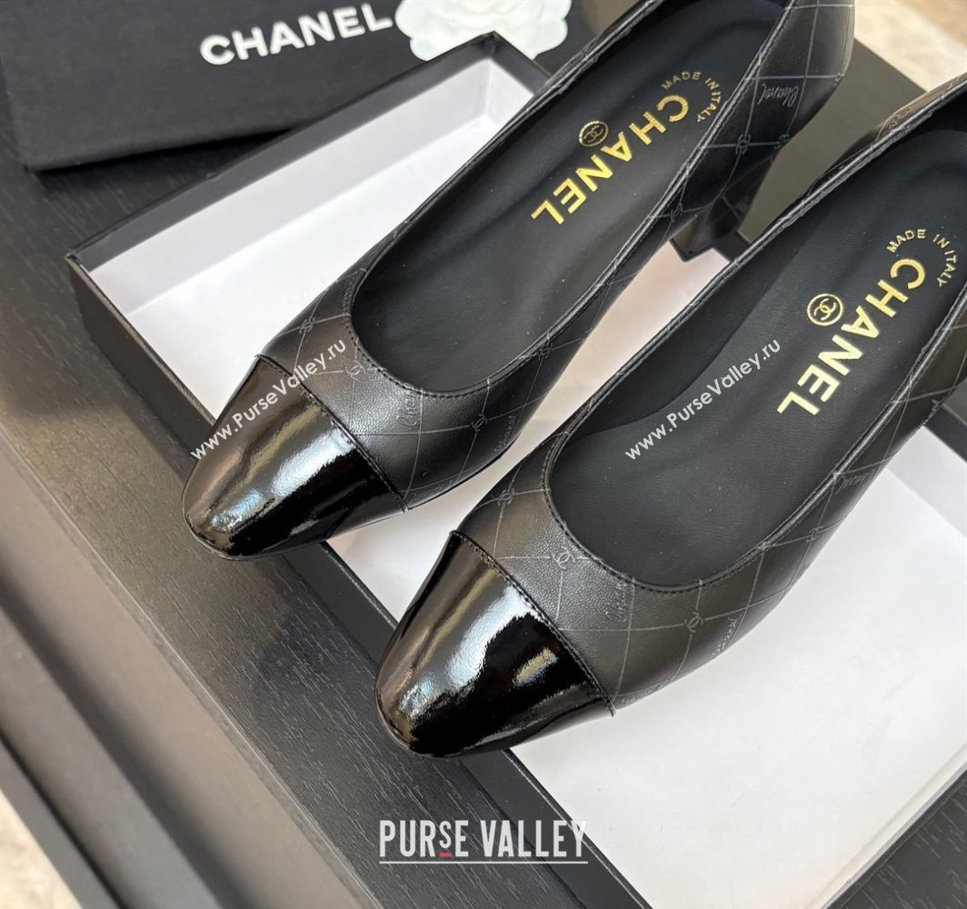 Chanel Printed Quilted Patent Calfskin Leather Pumps 6.5cm Black 2025 G45509 (MD-250228116)