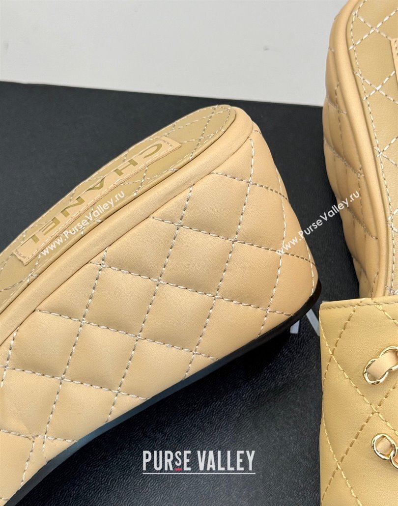 Chanel Quilted Lambskin Wedge Slides Sandal 6.5cm with Chain CC Beige 2025 CH030318 (MD-250303128)