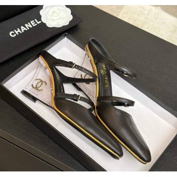 Chanel Calfskin Leather Wedge Mules with Buckle Strap and Clear Heel Black 2025 CH030321 (MD-250303136)