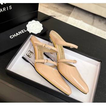 Chanel Patent Calfskin Wedge Mules with Buckle Strap and Clear Heel Nude 2025 CH030321 (MD-250303141)