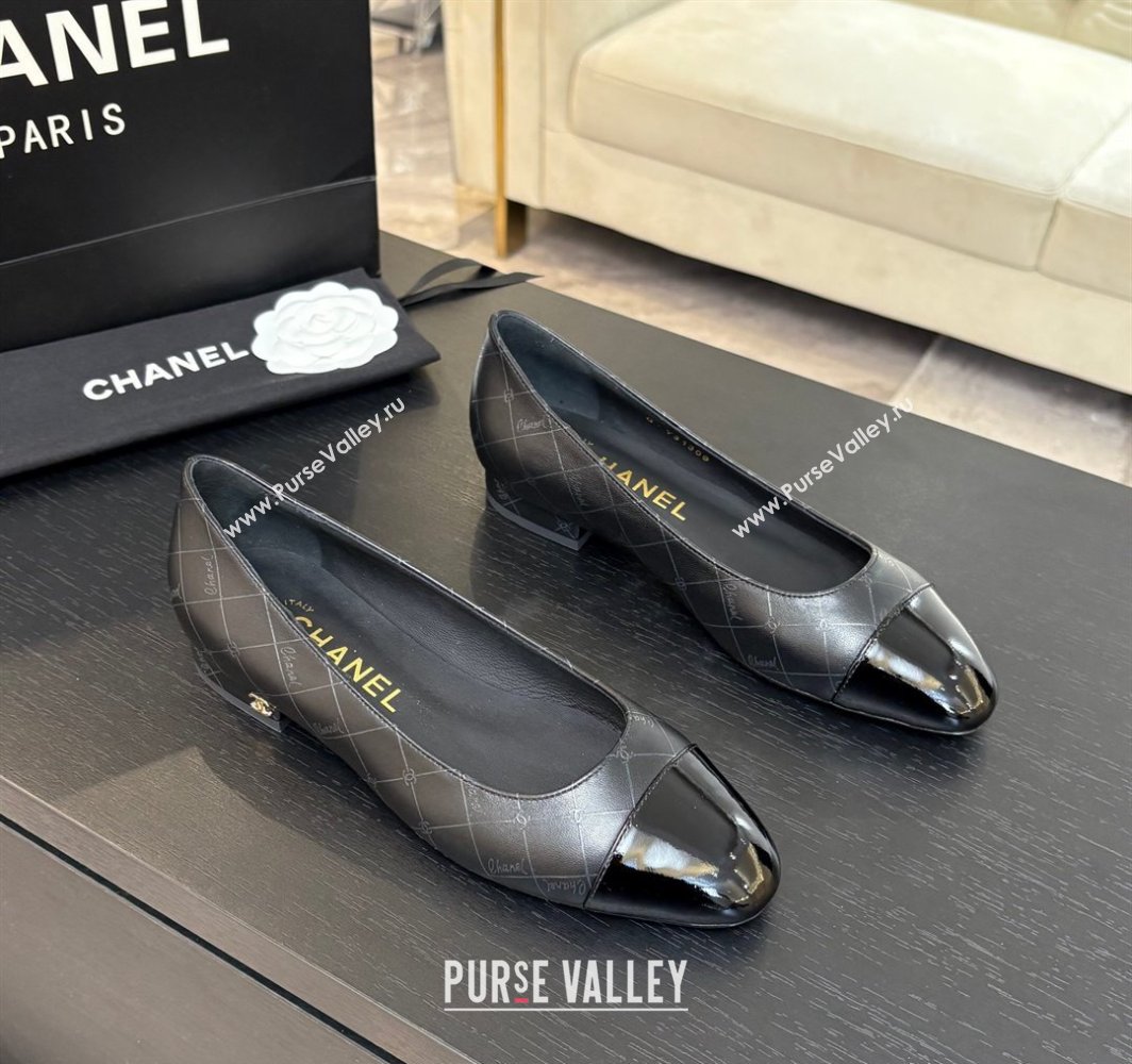 Chanel Printed Lambskin Patent Calfskin Ballet Flats Black 2025 G02819 (MD-250228119)