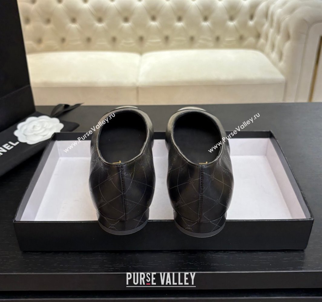 Chanel Printed Lambskin Patent Calfskin Ballet Flats Black 2025 G02819 (MD-250228119)