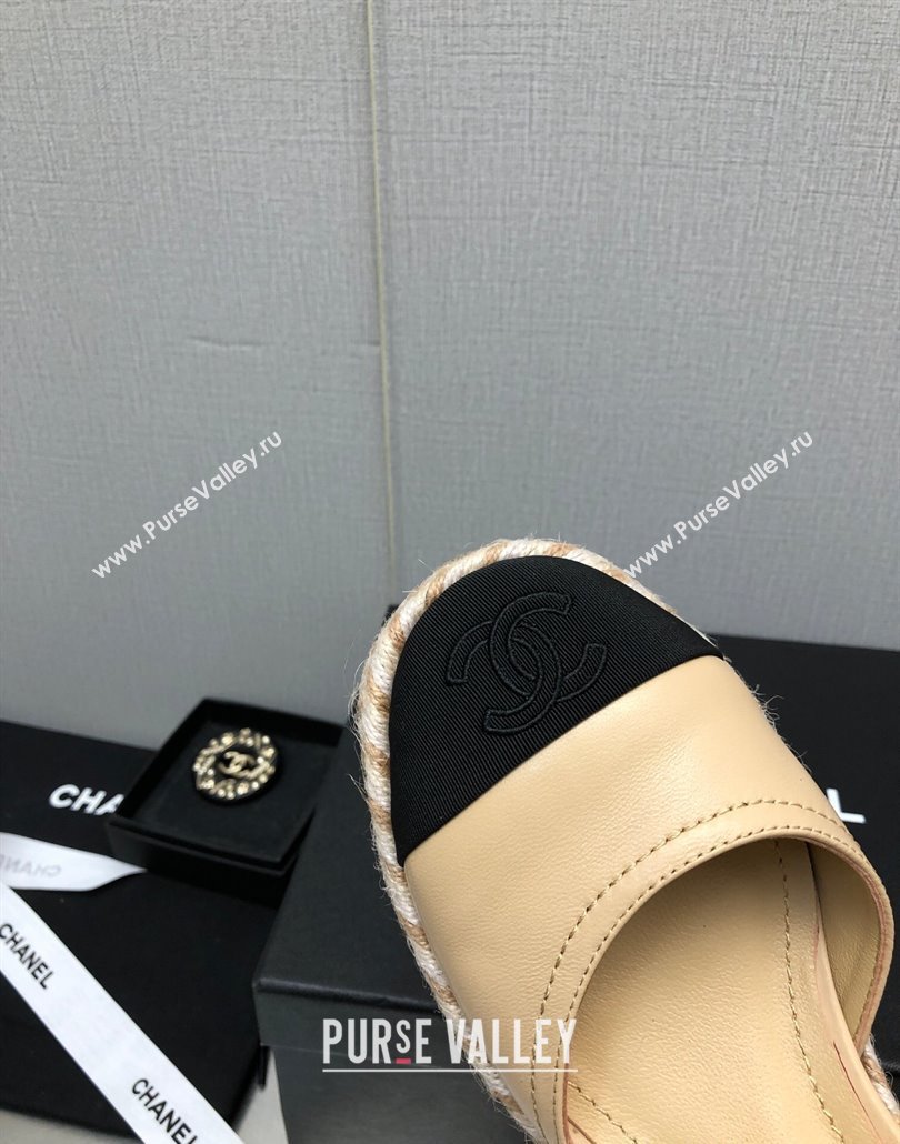 Chanel Lambskin Wedge Open Back Pumps 7.5cm Beige 2025 CH030324 (MD-250303153)