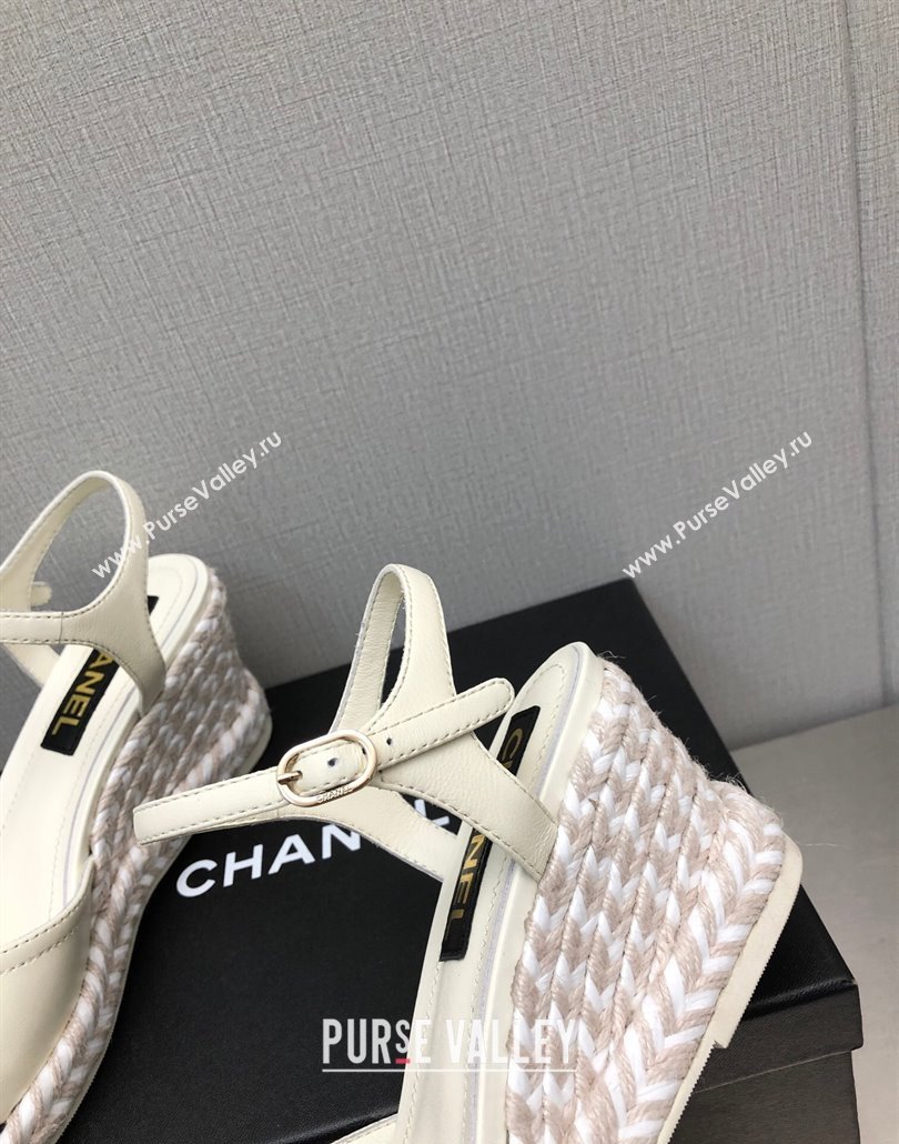 Chanel Lambskin Wedge Open Back Pumps 7.5cm White 2025 CH030324 (MD-250303154)