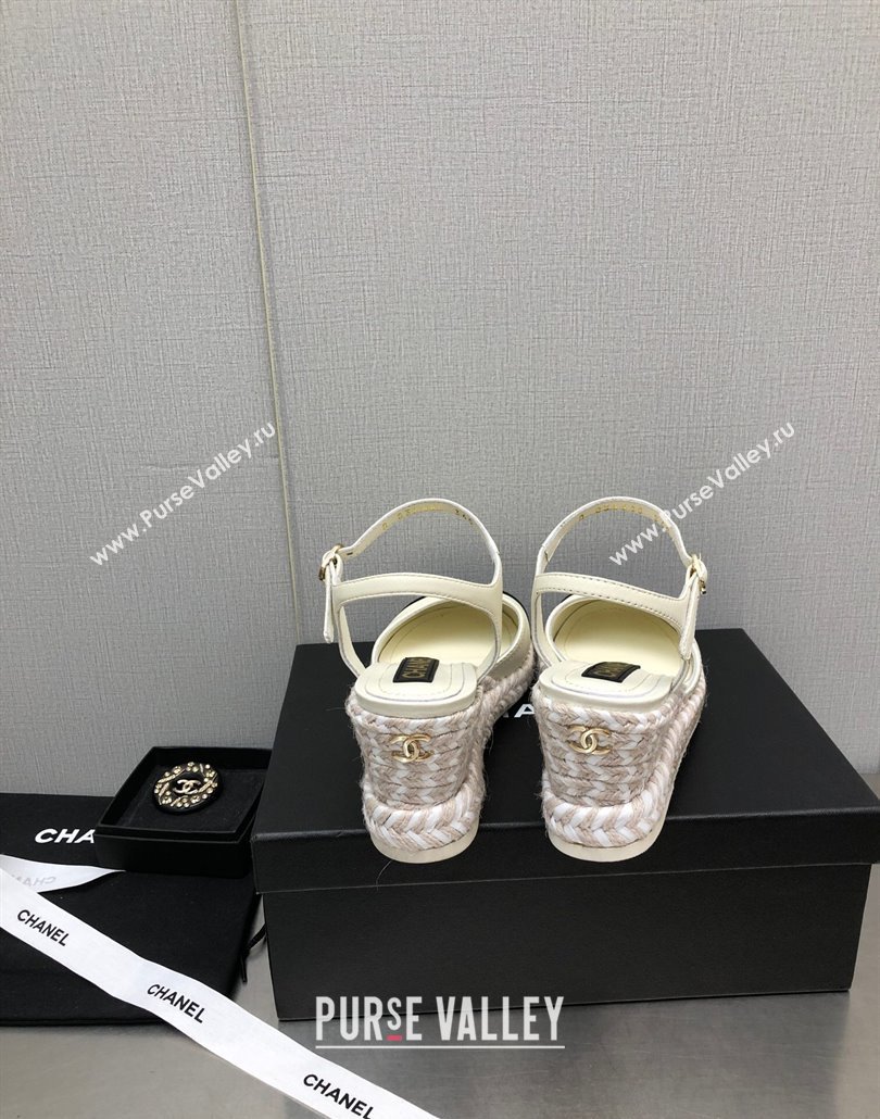 Chanel Lambskin Wedge Open Back Pumps 7.5cm White 2025 CH030324 (MD-250303154)