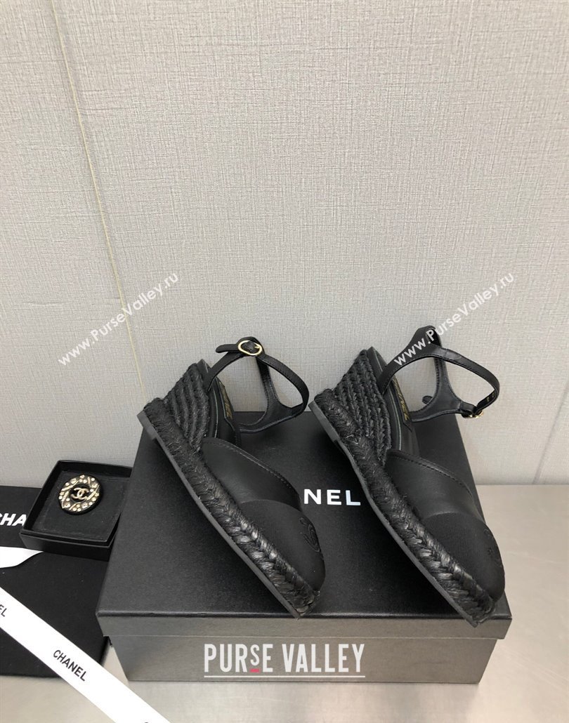 Chanel Lambskin Wedge Open Back Pumps 7.5cm Black 2025 CH030324 (MD-250303155)