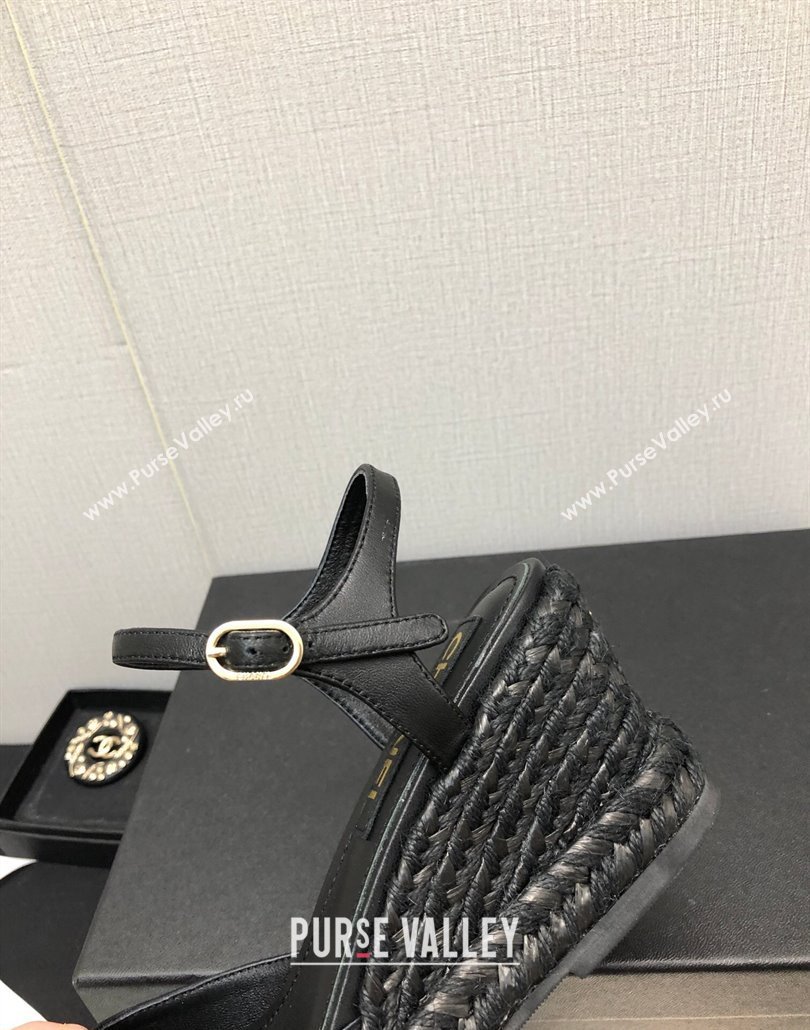 Chanel Lambskin Wedge Open Back Pumps 7.5cm Black 2025 CH030324 (MD-250303155)