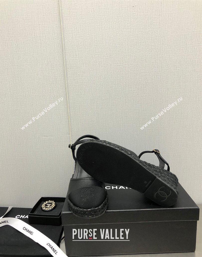 Chanel Lambskin Wedge Open Back Pumps 7.5cm Black 2025 CH030324 (MD-250303155)