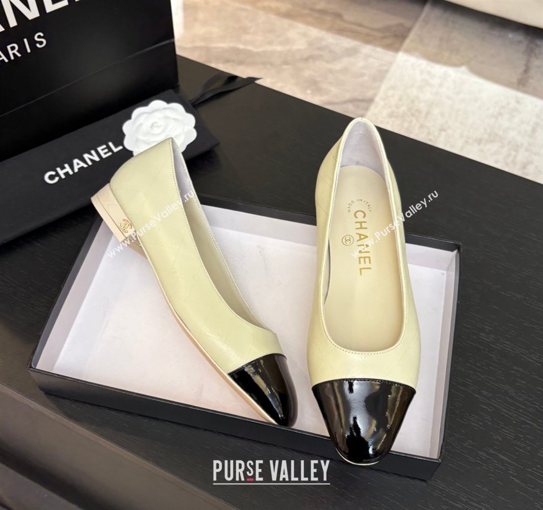 Chanel Printed Lambskin Patent Calfskin Ballet Flats White 2025 G02819 (MD-250228122)