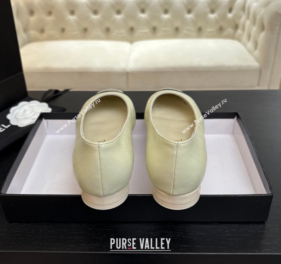 Chanel Printed Lambskin Patent Calfskin Ballet Flats White 2025 G02819 (MD-250228122)