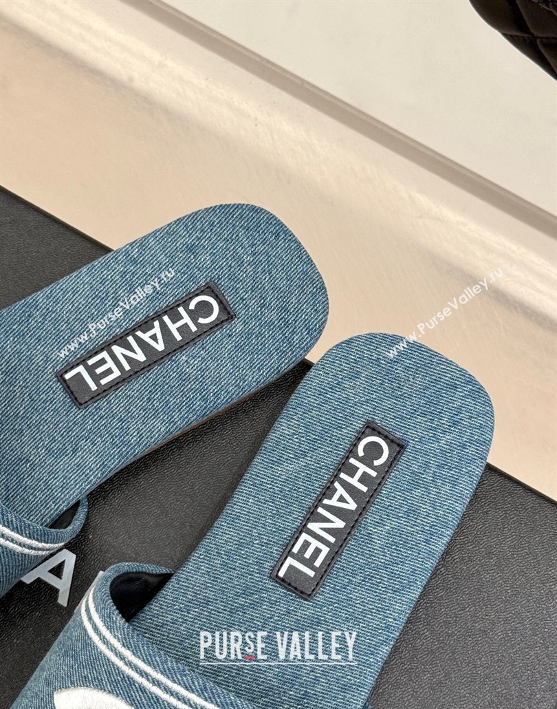 Chanel Denim Flat Slides Sandal Light Blue 2025 CH030104 (MD-250301032)