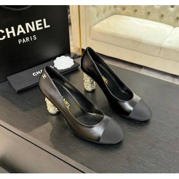 Chanel Oil Leather Grosgrain Pumps 8.5cm with Strass and Pearls Black 2025 CH030410 (MD-250304146)