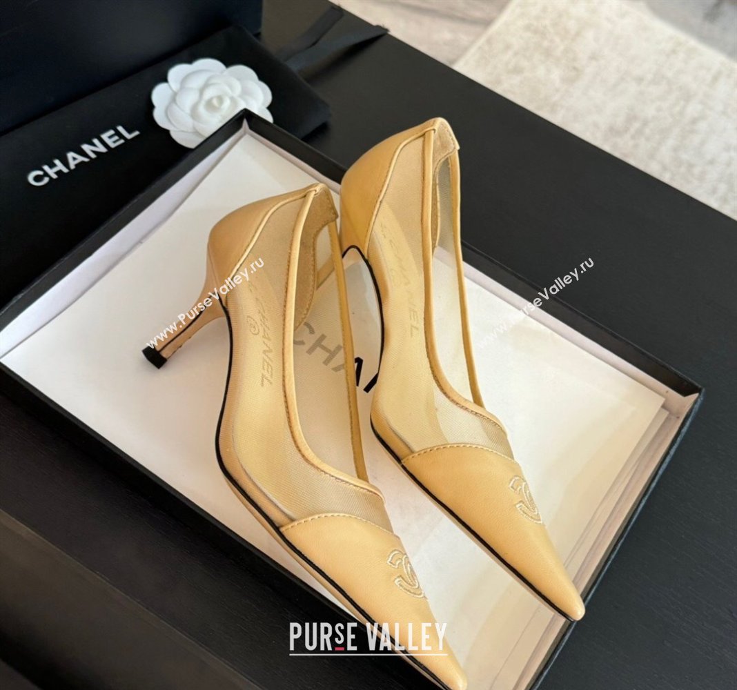 Chanel Lambskin Mesh Pumps Beige 2025 CH030411 (MD-250304149)