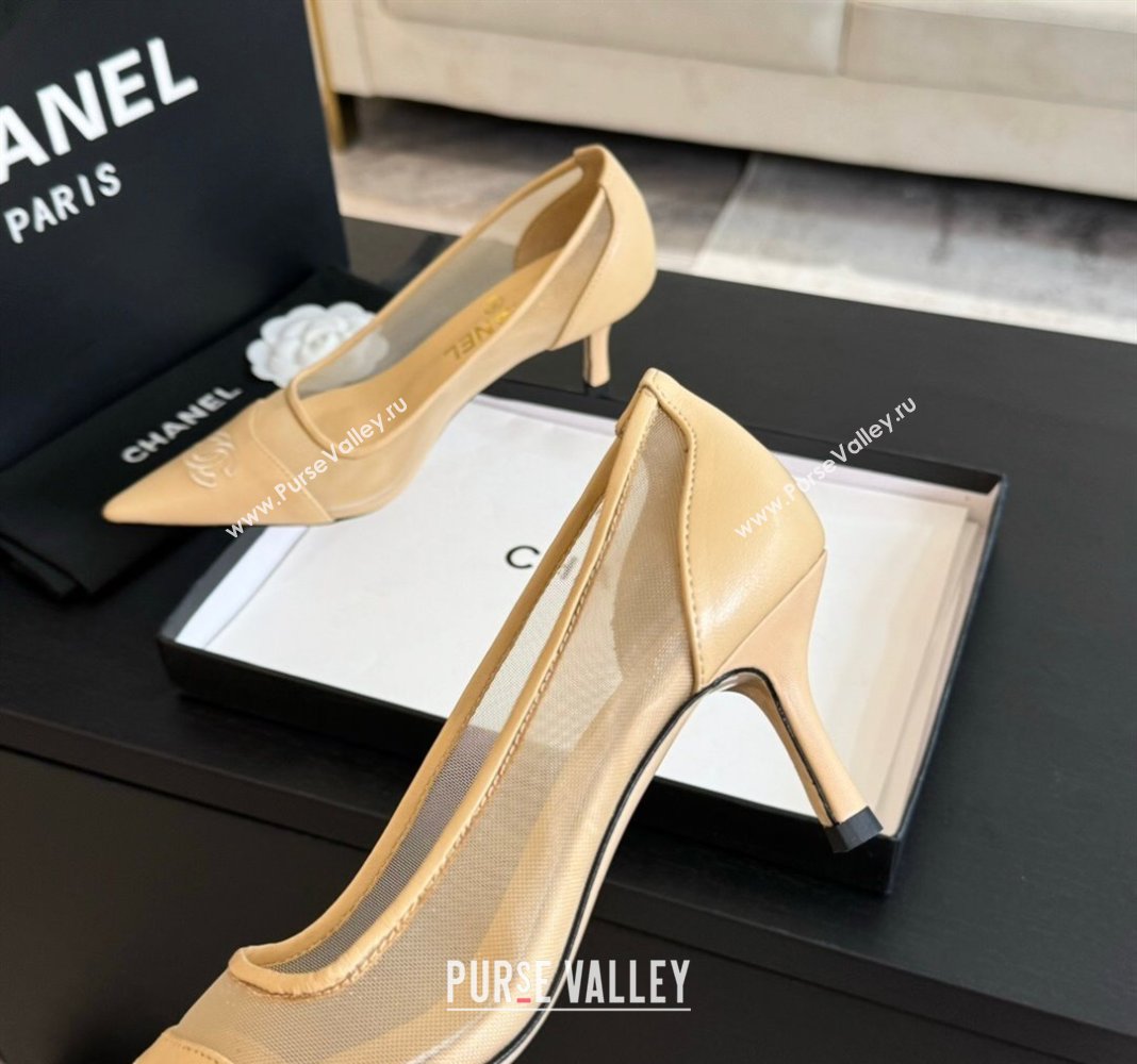 Chanel Lambskin Mesh Pumps Beige 2025 CH030411 (MD-250304149)