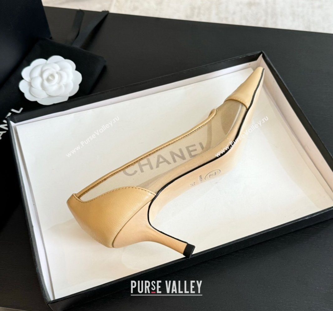 Chanel Lambskin Mesh Pumps Beige 2025 CH030411 (MD-250304149)