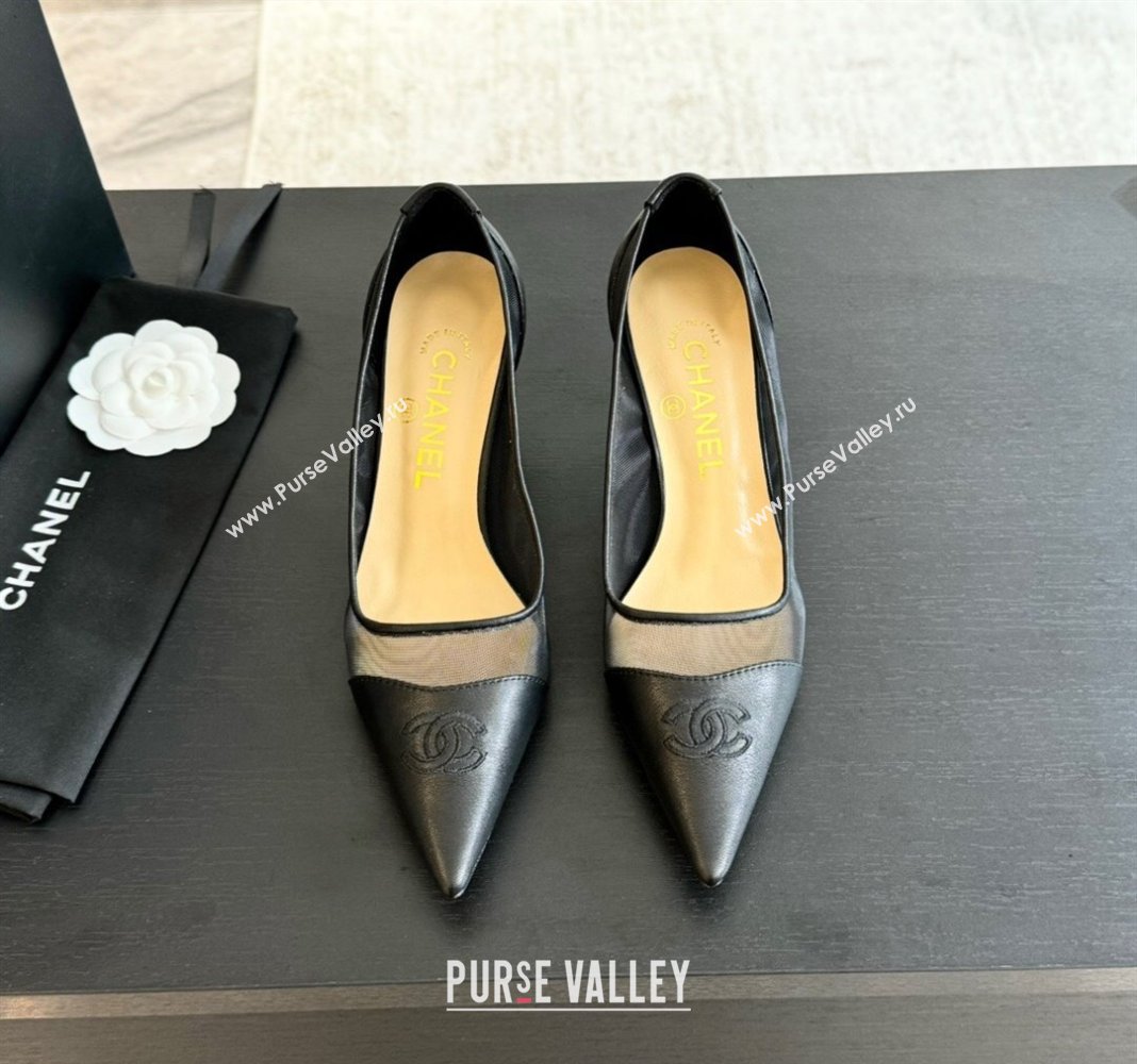 Chanel Lambskin Mesh Pumps Black 2025 CH030411 (MD-250304151)