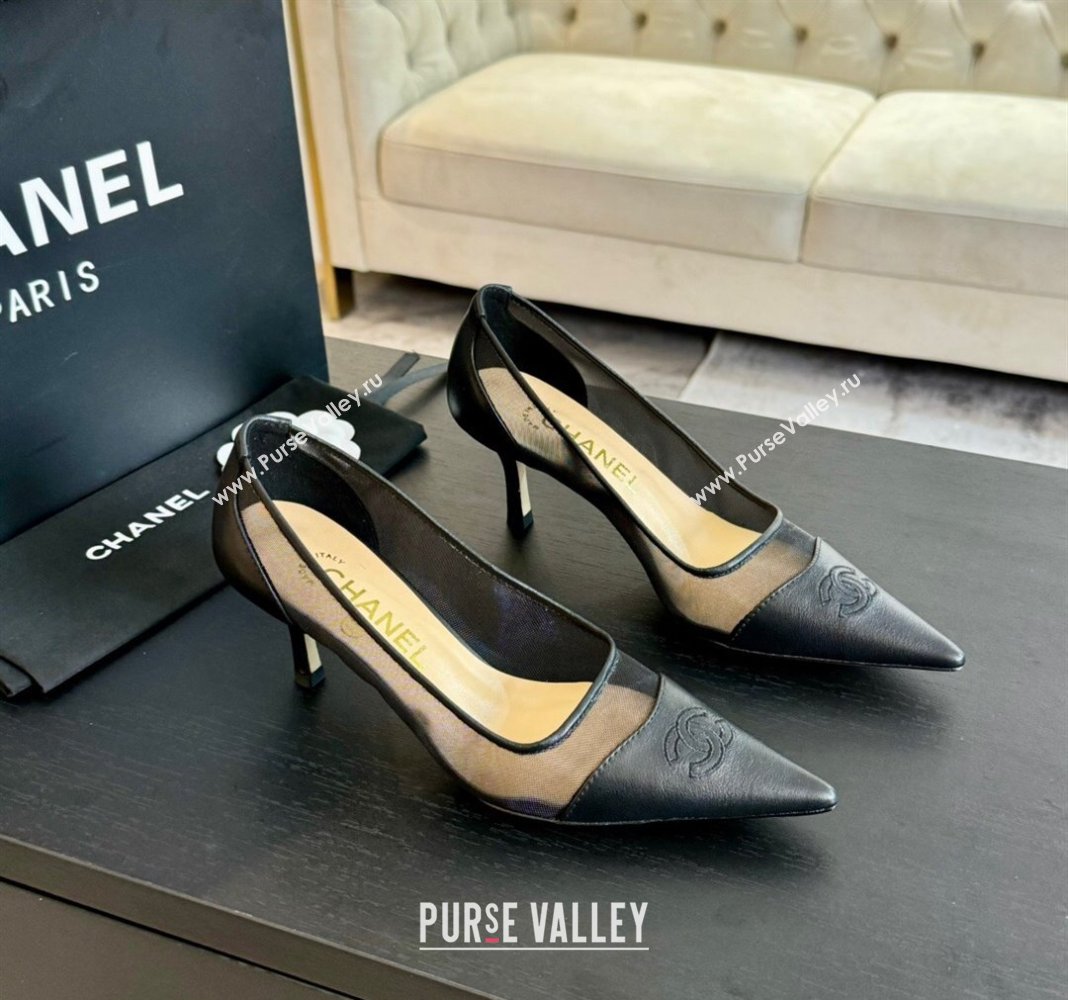 Chanel Lambskin Mesh Pumps Black 2025 CH030411 (MD-250304151)
