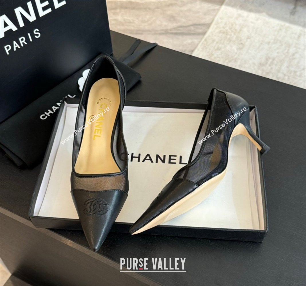 Chanel Lambskin Mesh Pumps Black 2025 CH030411 (MD-250304151)