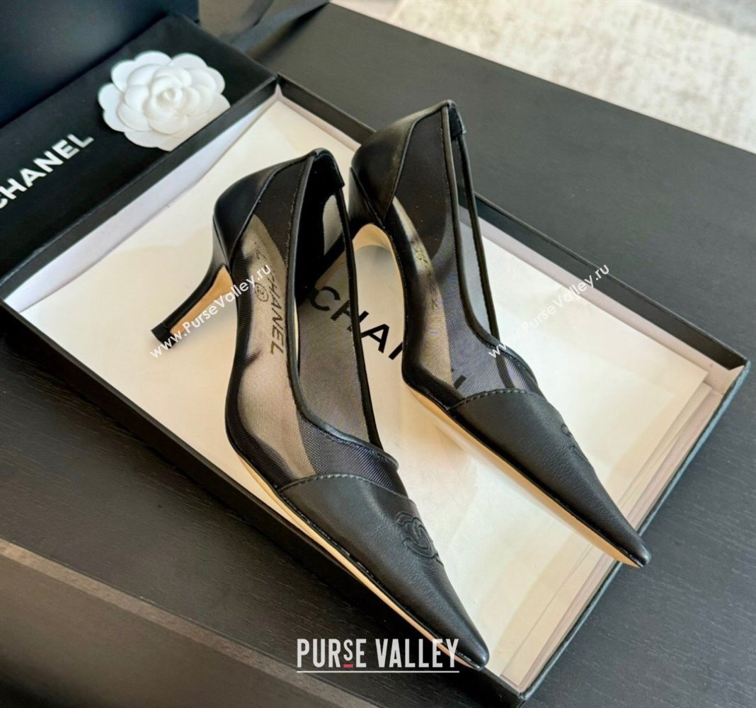 Chanel Lambskin Mesh Pumps Black 2025 CH030411 (MD-250304151)