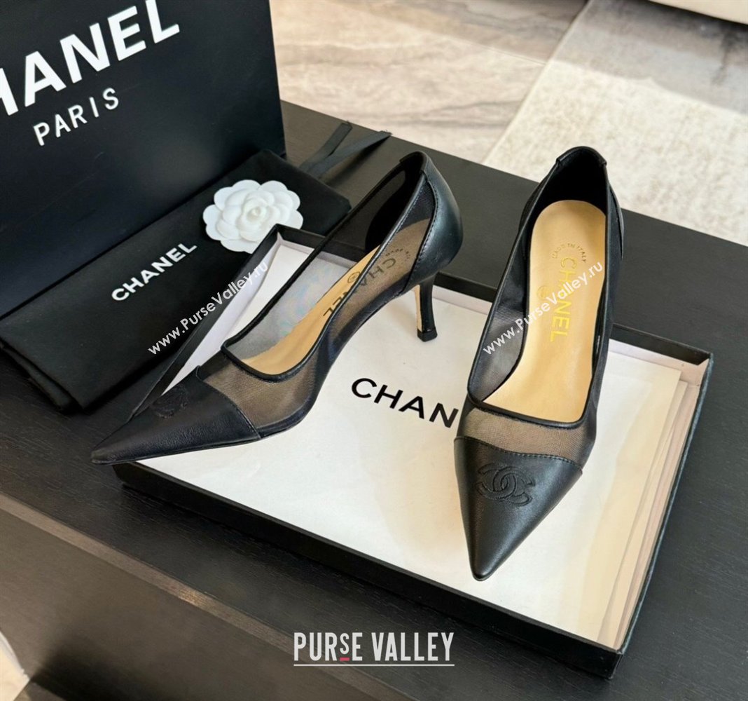 Chanel Lambskin Mesh Pumps Black 2025 CH030411 (MD-250304151)