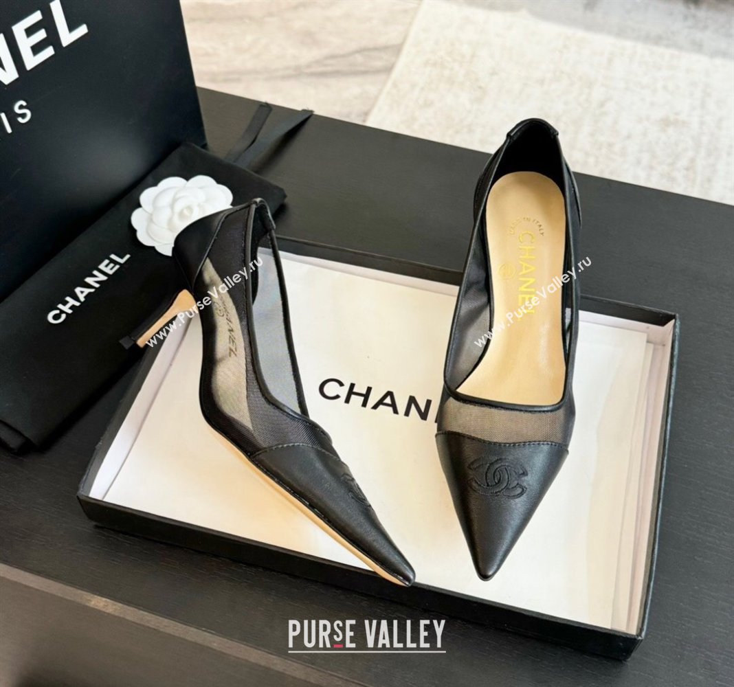 Chanel Lambskin Mesh Pumps Black 2025 CH030411 (MD-250304151)