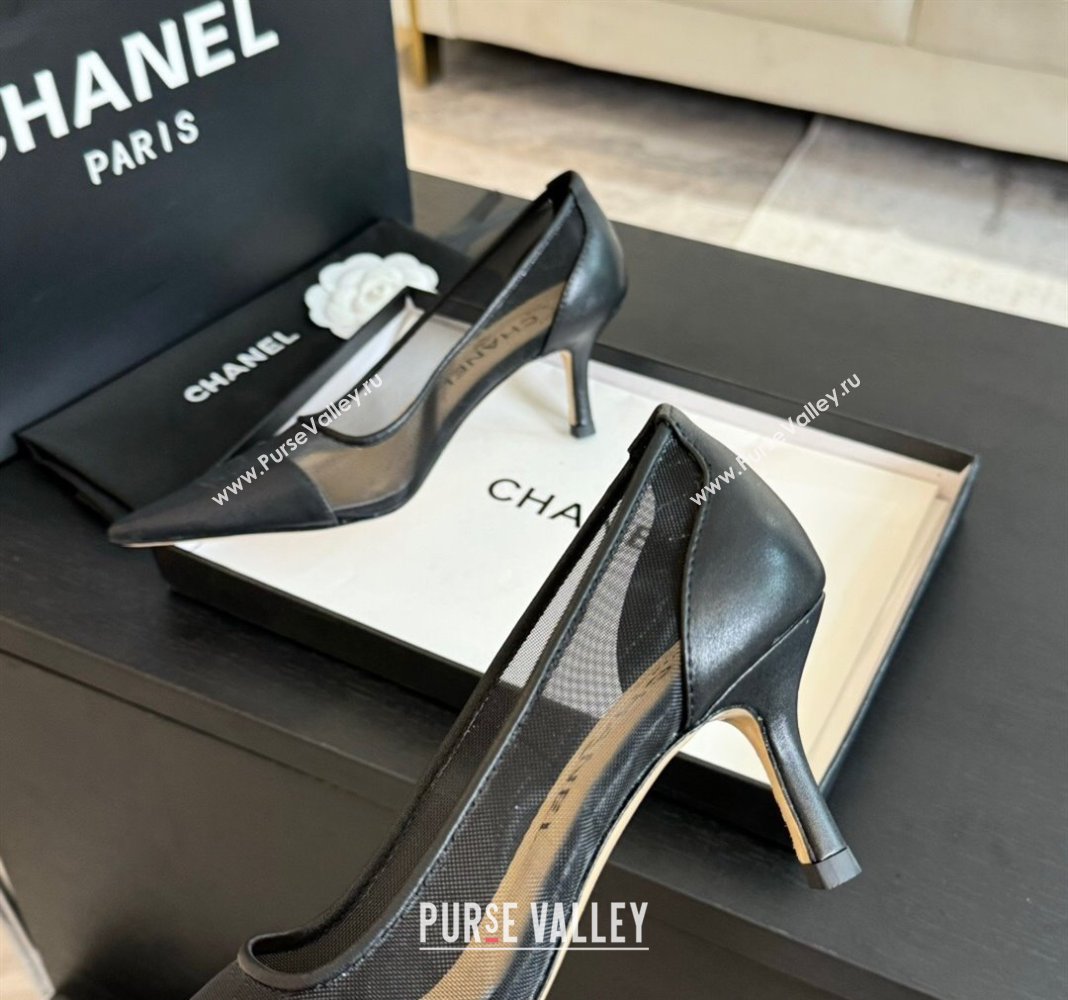 Chanel Lambskin Mesh Pumps Black 2025 CH030411 (MD-250304151)