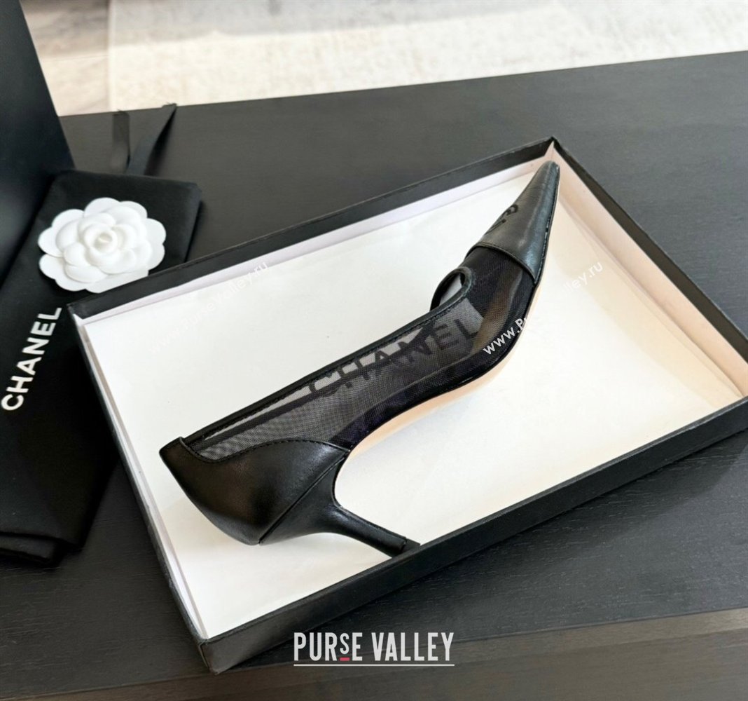 Chanel Lambskin Mesh Pumps Black 2025 CH030411 (MD-250304151)