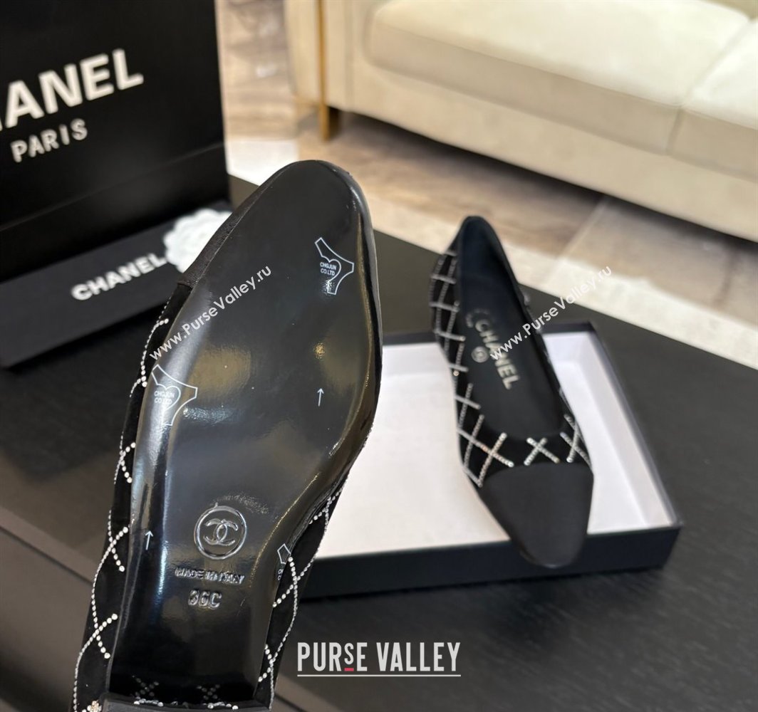Chanel Quilted Suede Grosgrain Ballet Flats Black 2025 G02819 (MD-250228125)