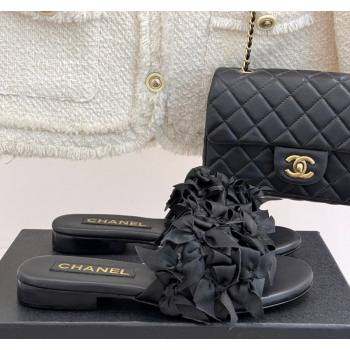 Chanel Bow Crowd Flat Slides Sandal Black 2025 CH030414 (MD-250304163)