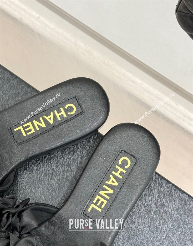 Chanel Bow Crowd Flat Slides Sandal Black 2025 CH030414 (MD-250304163)