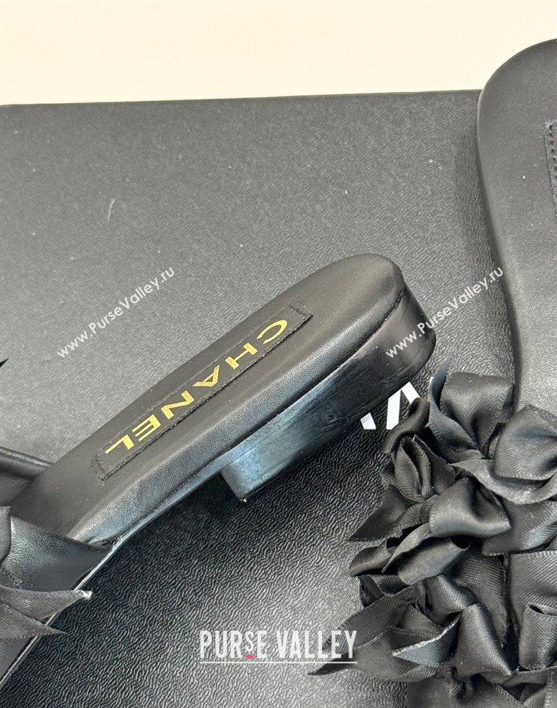 Chanel Bow Crowd Flat Slides Sandal Black 2025 CH030414 (MD-250304163)