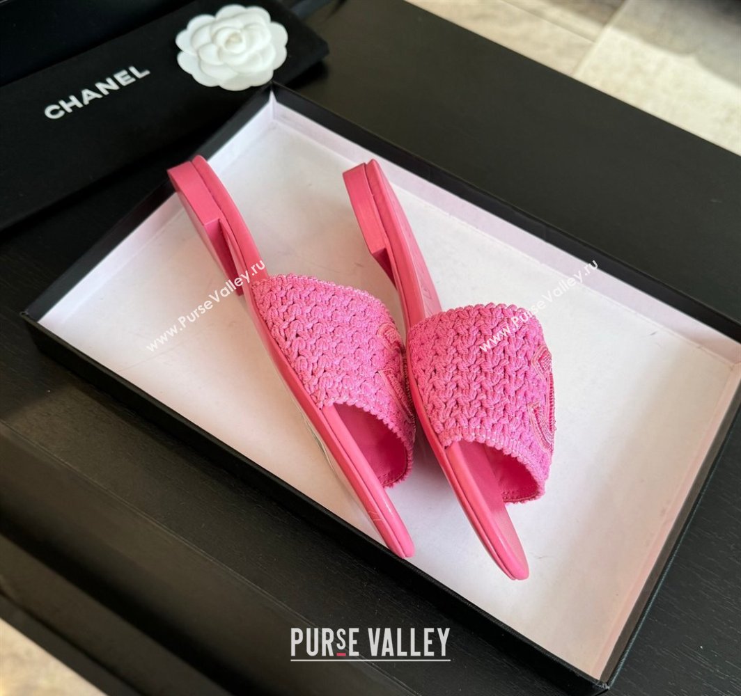 Chanel Crochet Flat Slides Sandal with CC Pink 2025 CH030101 (MD-250301018)