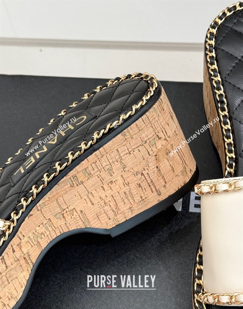 Chanel Calfskin Wedge Slides Sandal with Chain and Heart White 2025 CH030402 (MD-250304017)