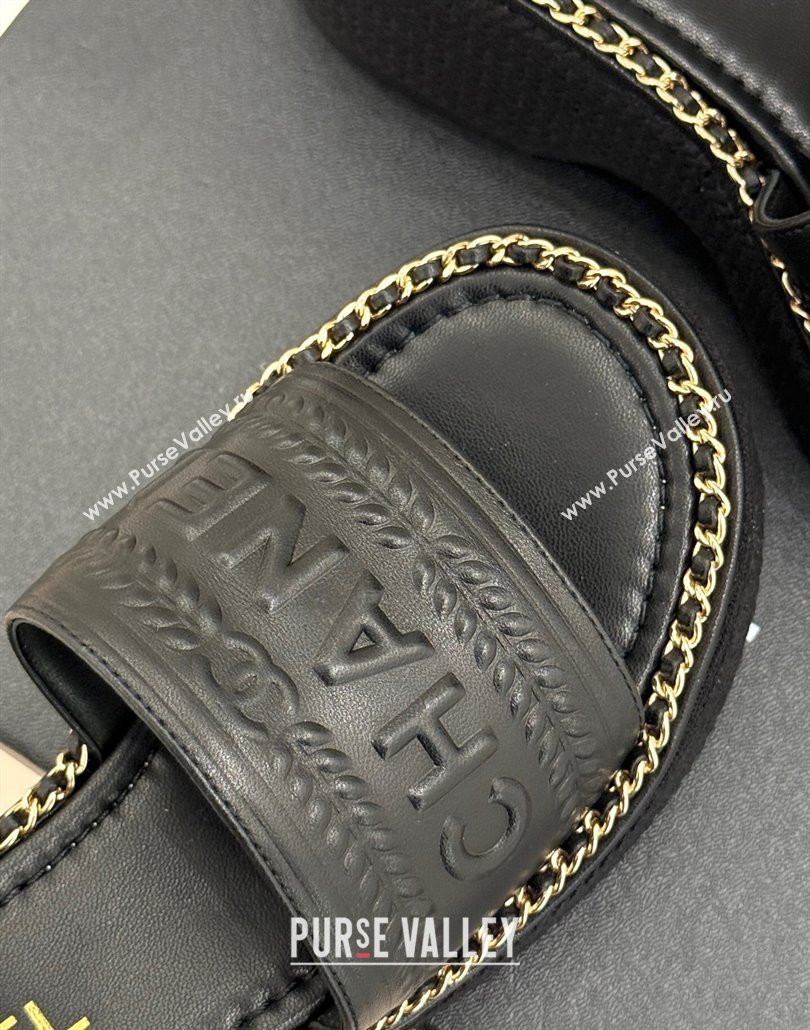 Chanel Calfskin Wedge Slides Sandal with Chain Black Upper 2025 CH030405 (MD-250304099)