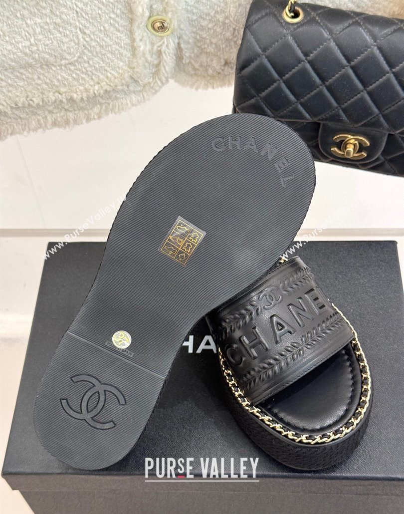 Chanel Calfskin Wedge Slides Sandal with Chain Black Upper 2025 CH030405 (MD-250304099)