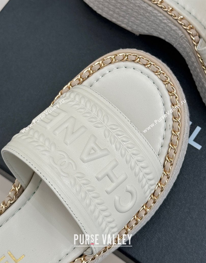 Chanel Calfskin Wedge Slides Sandal with Chain White 2025 CH030405 (MD-250304101)