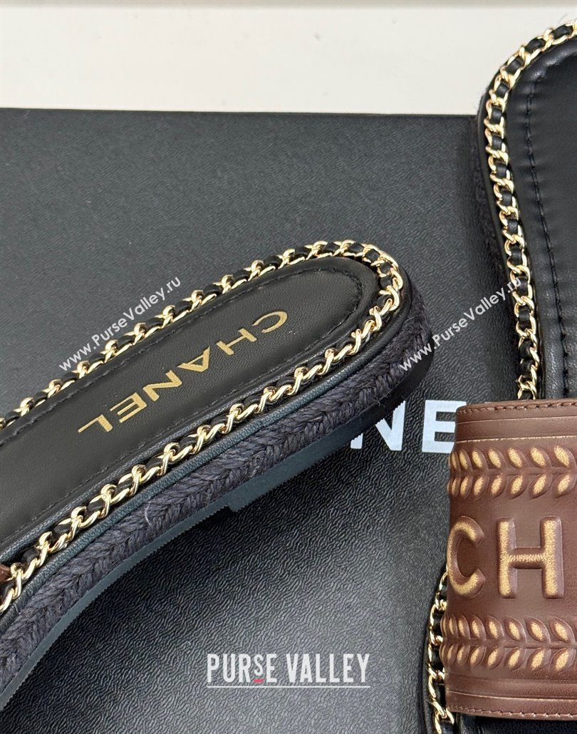 Chanel Calfskin Flat Slides Sandal with Chain Brown 2025 CH030405 (MD-250304107)
