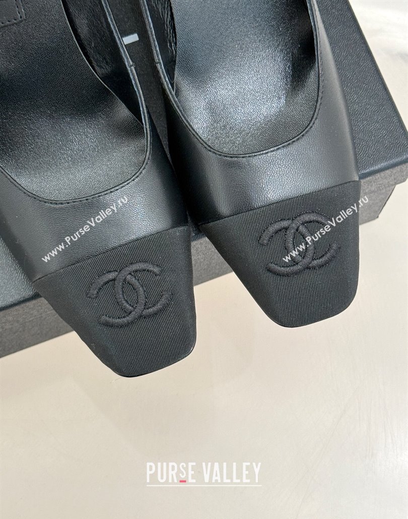 Chanel Lambskin Mary Janes Pumps 6.5cm with Strass Buckle Black 2025 CH030329 (MD-250303168)