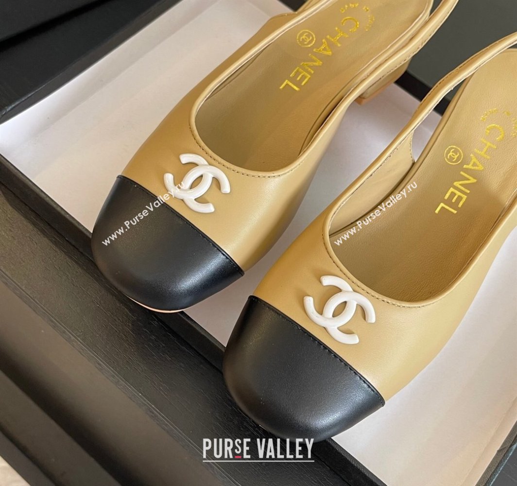 Chanel Calfskin Slingback Pumps 4cm with Round Toe Beige 2025 G45768 (MD-250228104)