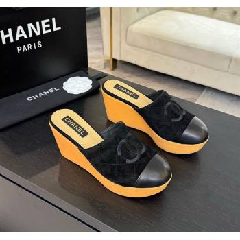Chanel Suede Wedge Mules Black 2025 CH030308 (MD-250303085)
