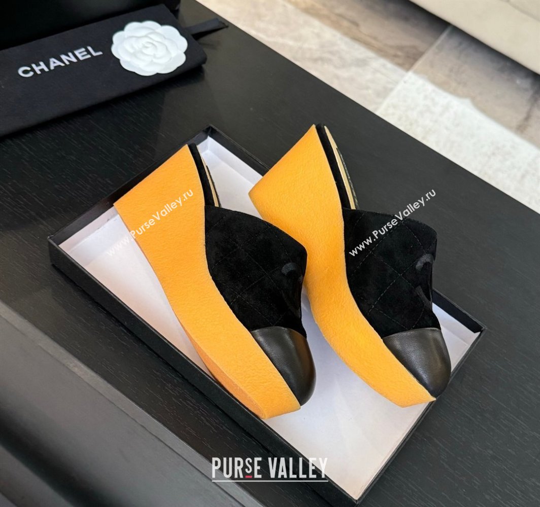 Chanel Suede Wedge Mules Black 2025 CH030308 (MD-250303085)