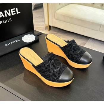 Chanel Tweed Wedge Mules Black 2025 CH030308 (MD-250303087)