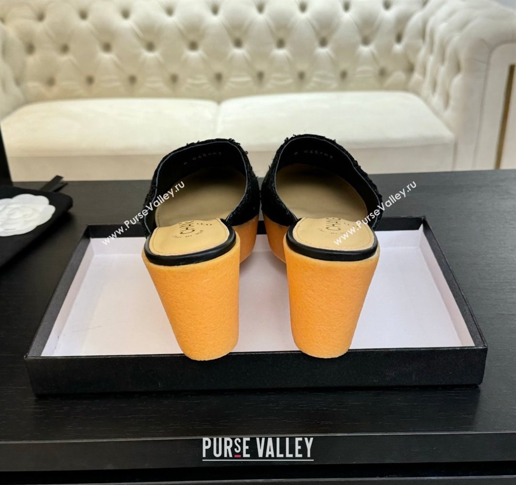 Chanel Tweed Wedge Mules Black 2025 CH030308 (MD-250303087)
